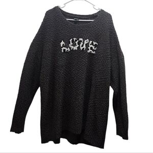 Torrid Love Sweater Womens 3X Gray Popcorn Knit Embroidered Drop Shoulder Cozy